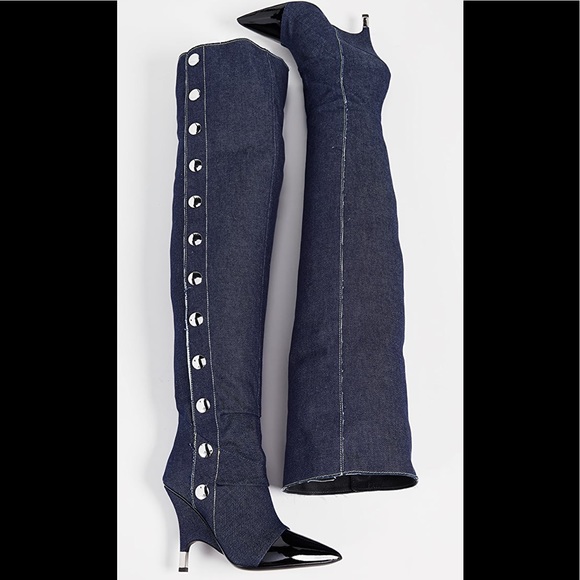 giuseppe zanotti NIB otk denim & blk patent boots - Picture 4 of 16